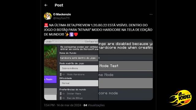 ADICIONADO BOTÃO DO MODO HARDCORE NO MINECRAFT BEDROCK смотреть онлайн