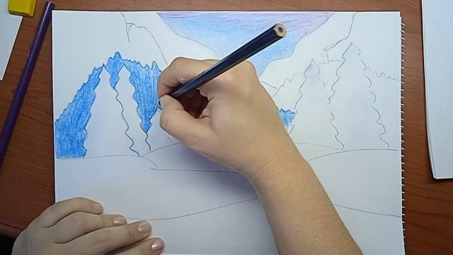 Зимний лес \\ Лес карандашами \\ Как нарисовать зиму смотреть онлайн