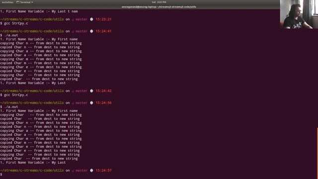 strcpy function from string.h implementation in C смотреть онлайн