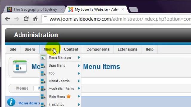 Joomla 2.5 Tutorial - Lesson 15 - Menus смотреть онлайн