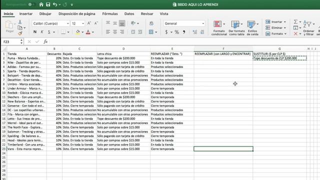 Aquí Lo Aprendí - Excel 2019 - Textos - Clase 5, parte 2 - Reemplazar y Sustituir смотреть онлайн