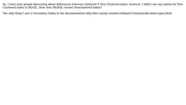 Databases: No syntax for Nonclustered index in MySQL? смотреть онлайн
