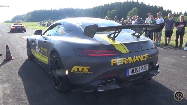 Mercedes AMG GT S GT4 W/ PER4MANCE EXHAUST VS Audi R8 смотреть онлайн