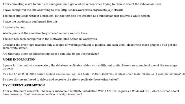 Wordpress: Multisite Conversion White Screen Error смотреть онлайн