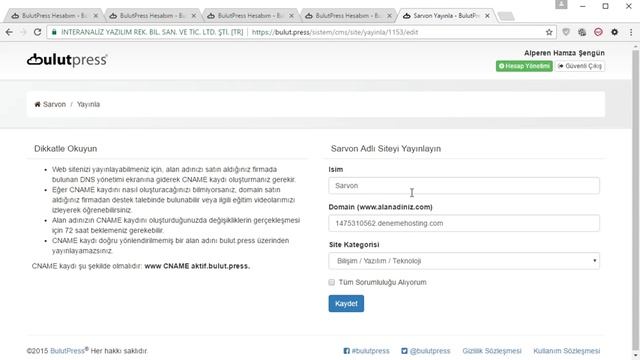 DNS Kayıtlarından Sonra Siteyi Yayınlama смотреть онлайн