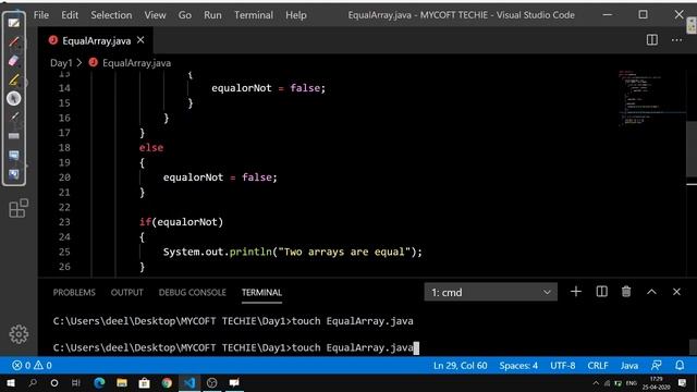 Check two Arrays are Equal || Programming in Java смотреть онлайн