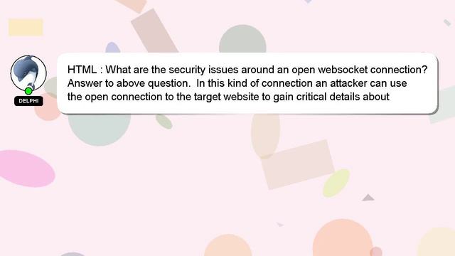 HTML : What are the security issues around an open websocket connection? смотреть онлайн