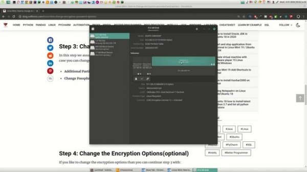 Linux Mint: How to change encryption password and options