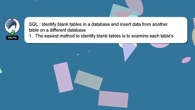 SQL : Identify blank tables in a database and insert data from another table on a different databas смотреть онлайн