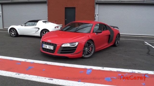 Red Audi R8 GT - start up, little great sound! смотреть онлайн