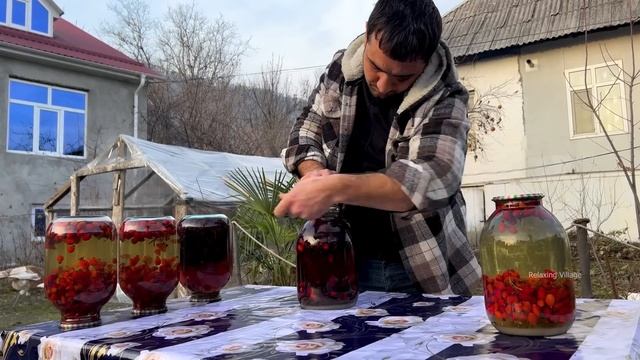 RURAL LIFE FAMILY! GRANDMA COOKING 2 HUGE TURKEY-HEN! COOKING DELICIOUS SWEETS | BLUEBERRY COMPOTE