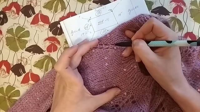 Женский свитер спицами вязаный регланом сверху//Мохер//Пайетки смотреть онлайн