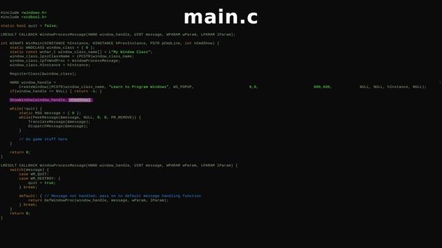 Open a Window in C with Win32 смотреть онлайн