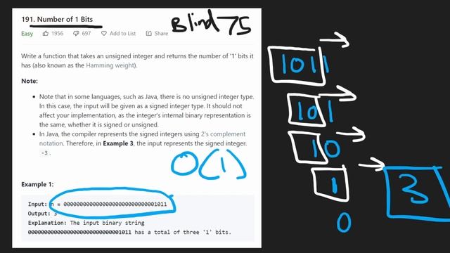 Number of 1 Bits - Leetcode 191 - Python смотреть онлайн