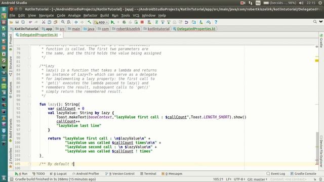 Android Kotlin Tutorial #111 - Delegated Properties - Standard Delegates - Lazy смотреть онлайн