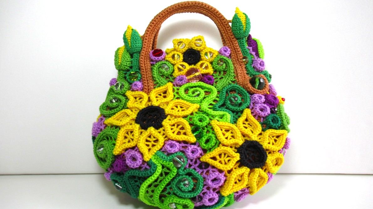 Вязаная крючком сумка с крупными цветами смотреть онлайн