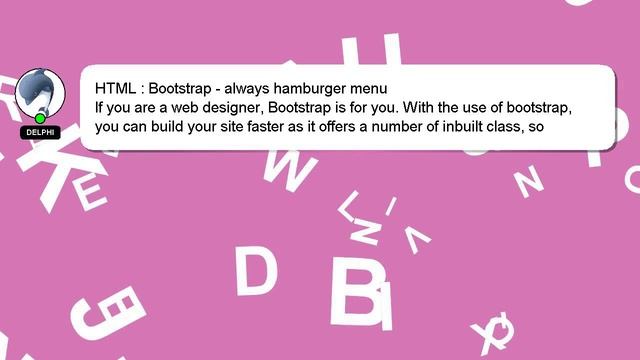 HTML : Bootstrap - always hamburger menu смотреть онлайн