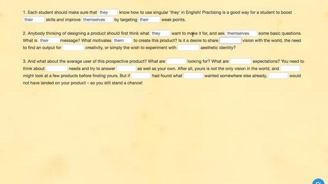 Correction sur learningapps : Singular 'they' practice смотреть онлайн