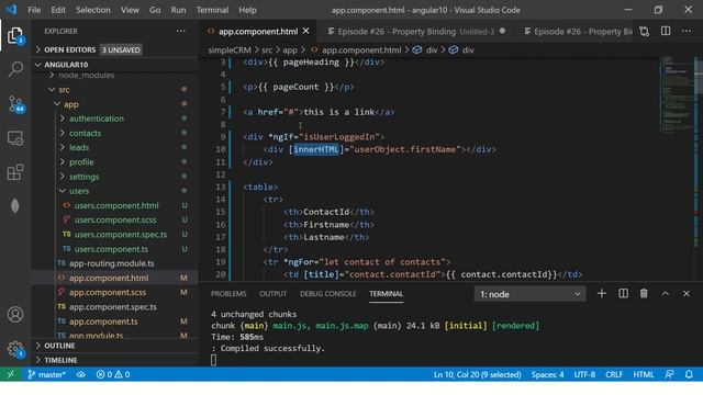 Angular 10 Tutorial #26 - Property Binding in Angular | Angular 10 Tutorial For Beginners смотреть онлайн