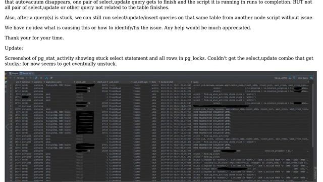 Select / update query doesn't finish and await call on query doesn't get resolved resulting in... смотреть онлайн