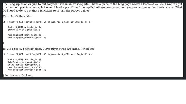 Wordpress: Trouble with get_next_post() get_previous_post() returning null смотреть онлайн