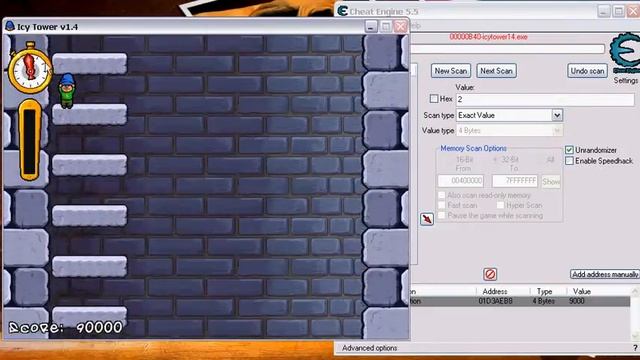 Icy Tower 1.4 how to reach the best rank and unlock all floors with cheat engine смотреть онлайн