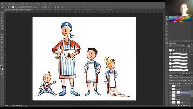 Обрабатываю в фотошопе (очень скучно!) три акварельных картинки с семьёй смотреть онлайн