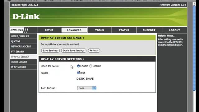 D-Link DNS-323 Web UI смотреть онлайн