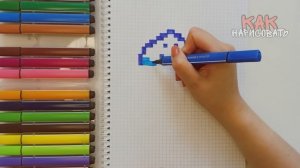 Как нарисовать ската по клеточкам ❤❤❤ How to Draw Stingray Pixel Art