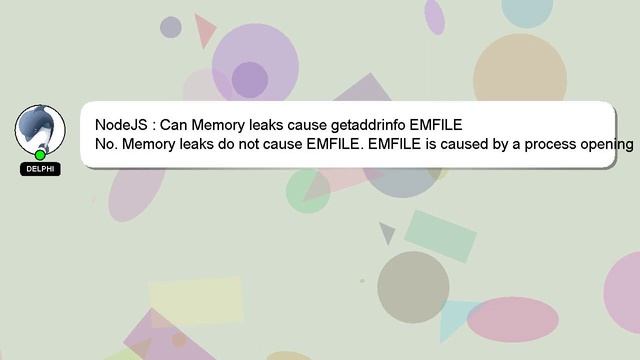 NodeJS : Can Memory leaks cause getaddrinfo EMFILE смотреть онлайн