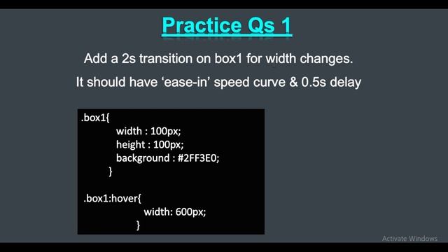 Practice Question1 in CSS (Transition property). смотреть онлайн