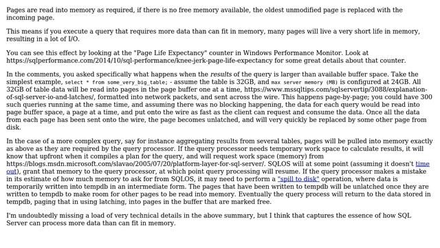 How does SQL Server handle the data for a query where there is not enough room in the buffer cache? смотреть онлайн