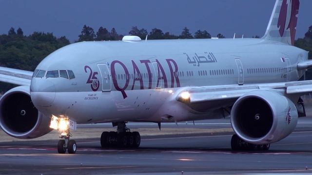 Qatar Airways Boeing 777-200LR A7-BBC Landing At Narita 34R | NRT/RJAA | 25 Years Of Excellence |
