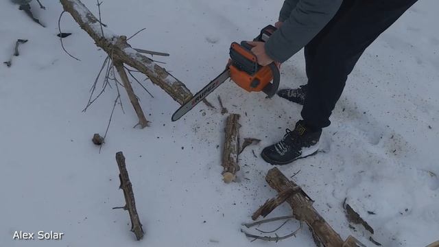Пила аккумуляторная цепная из Китая. Тест на морозе. смотреть онлайн