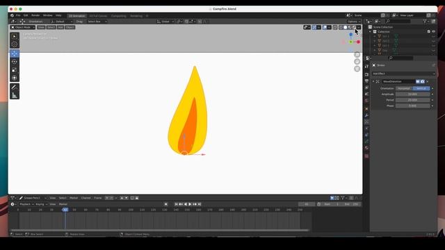 Animating a fire using the visual effects in 2D animation. Blender 2.9 2D animation tutorial смотреть онлайн