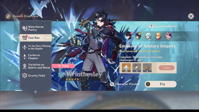Claiming All Rewards Character Test Run Wriothsley | Genshin Impact 4.1 смотреть онлайн