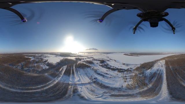 Панорамное видео. Камера Insta 360 Panoramic Video SJRC DRONE RUSSIA WINTER GLEMPING KRUCHA NA VOLG