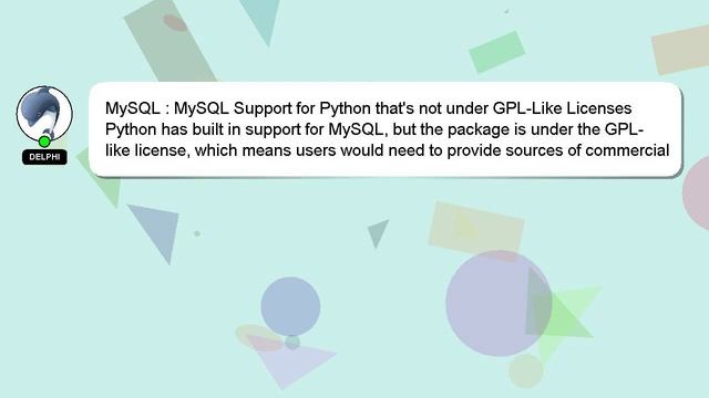 MySQL : MySQL Support for Python that's not under GPL-Like Licenses смотреть онлайн