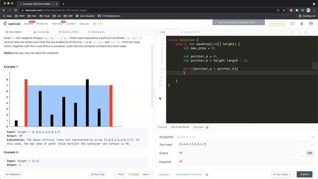 LeetCode 11. Container With Most Water Solution Explained - Java смотреть онлайн