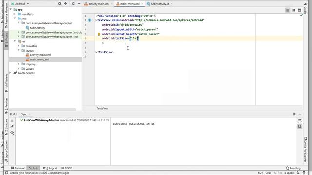 List view with Array Adapter example in Kotlin. смотреть онлайн