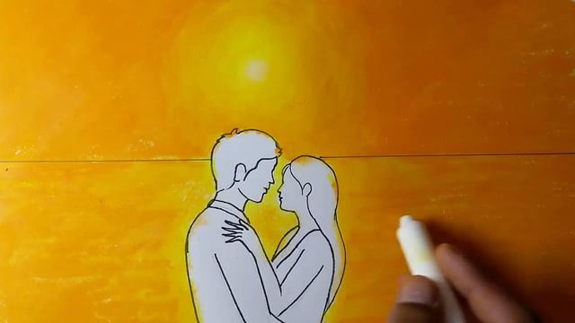 How to Draw scenery of Romantic Couple at Sunset | Drawing Natural Scenery sunset for beginners смотреть онлайн
