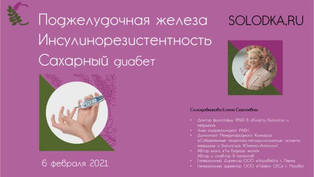 Поджелудочная железа. Инсулинорезистентность. Сахарный диабет. Вебинар Солодовниковой Е.С смотреть онлайн