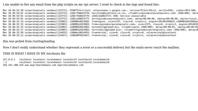 mails doesn't fire from php script - some issue with vps configuration смотреть онлайн