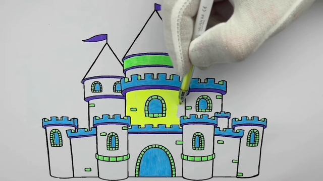 Раскраска замок дракона, учим цвета. Coloring pages for children. смотреть онлайн