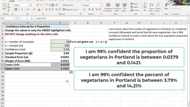 Confidence Interval for a Single Proportion Using Excel смотреть онлайн