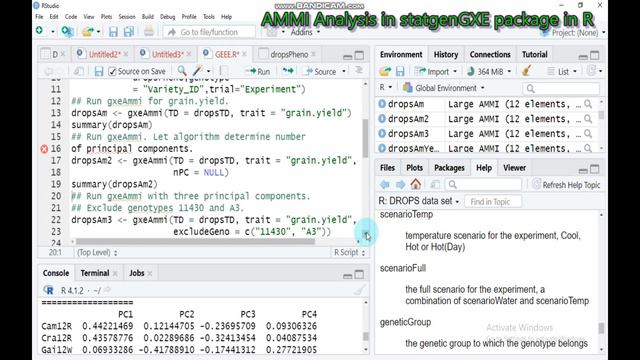 AMMI (Additive Main Effects and Multiplicative Interaction ) using statgenGXE package in R software смотреть онлайн
