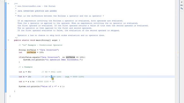 Java Interview Question What is the difference between the Boolean & operator and the && operator смотреть онлайн