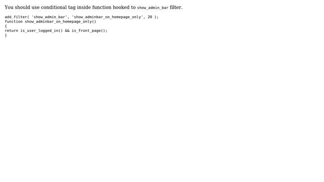 Wordpress: Hide admin bar on all pages except homepage (3 Solutions!!) смотреть онлайн