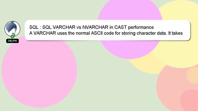 SQL : SQL VARCHAR vs NVARCHAR in CAST performance смотреть онлайн