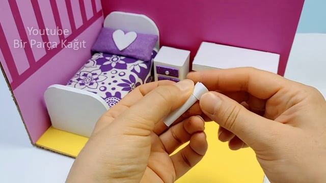 DIY Miniature Cardboard House | Pink Bedroom & Purple Decor смотреть онлайн
